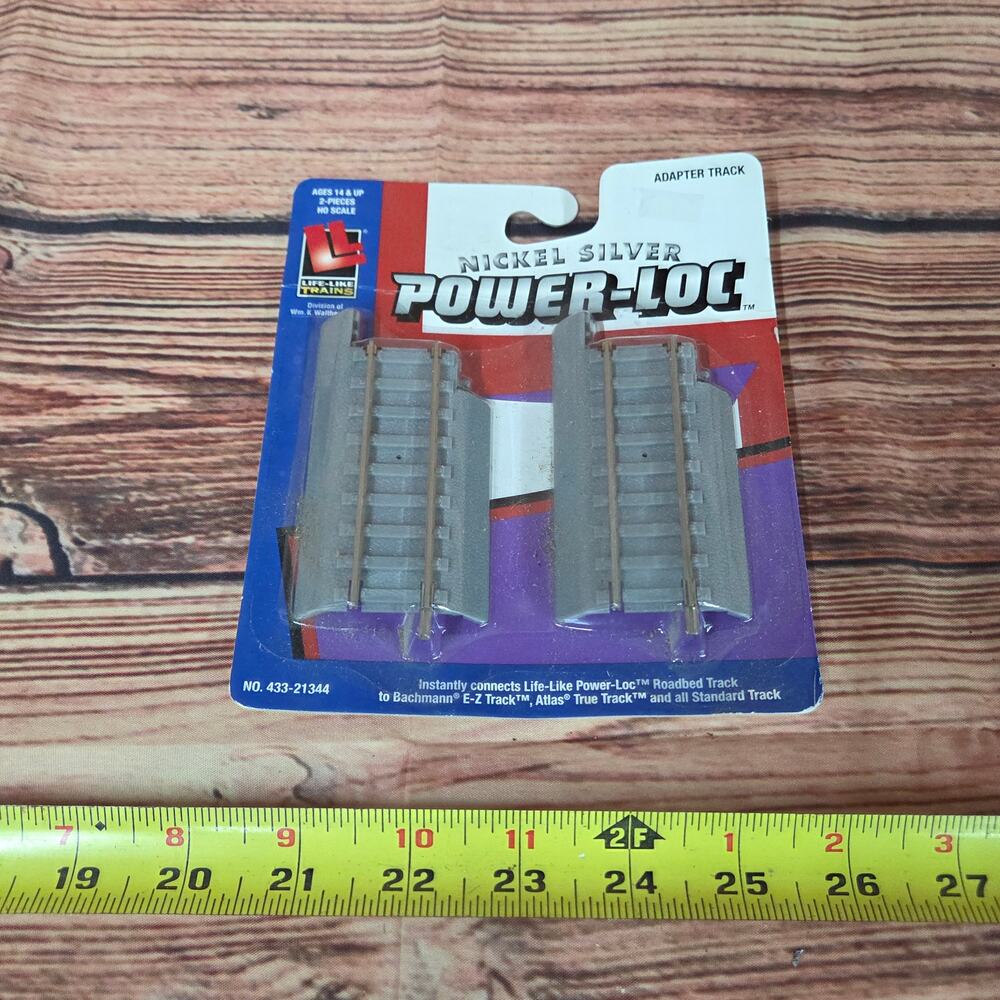 Life-Like Trains Power Loc H.O scale 2" straights 2 pack gray base track sealed